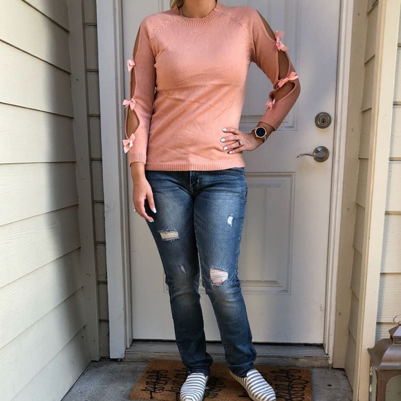 O neck knit pullover bow sweater - Picture 6 of 8